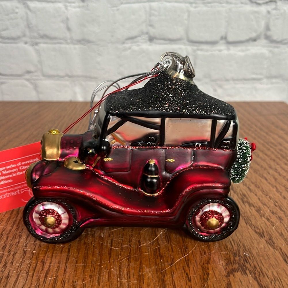 Dept 56 Mercury Glass Red OLD FASHIONED Automobile Car Christmas Ornament 5.5”